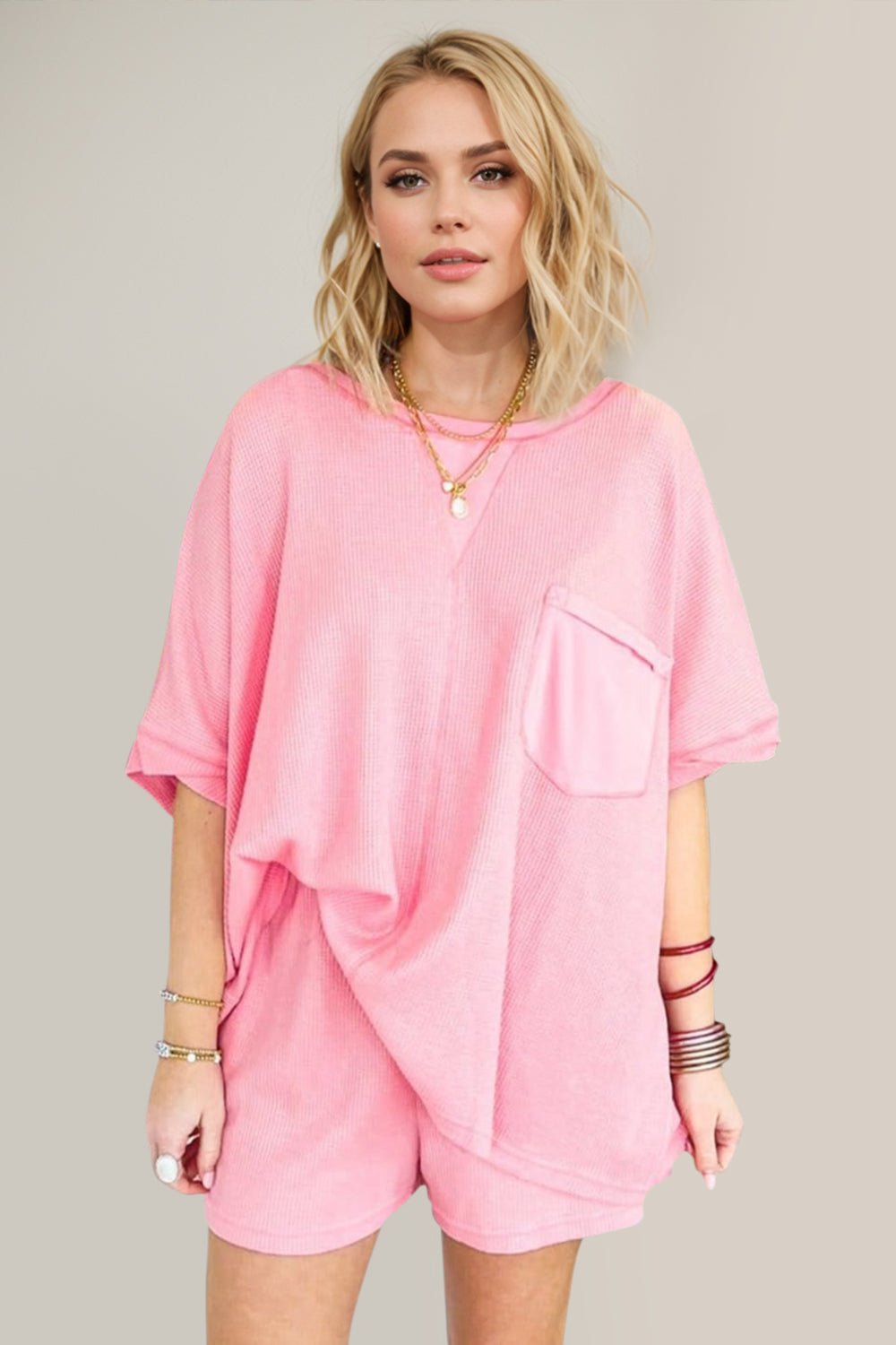 OH - Dusty Pink Half Sleeve Top and Shorts Set