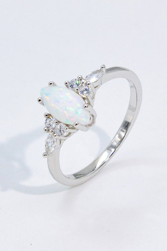 Opal and Zircon Silver RingRingBeach Rose Co.