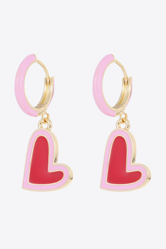 Pink & Red Heart-Shaped Drop Huggie EarringsEarringsBeach Rose Co.