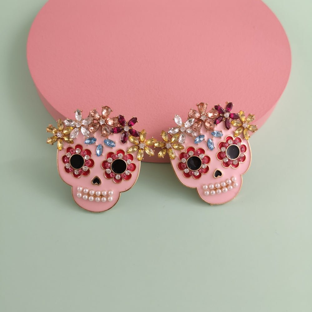 Pink Sugar Skull Rhinestone EarringsEarringsBeach Rose Co.