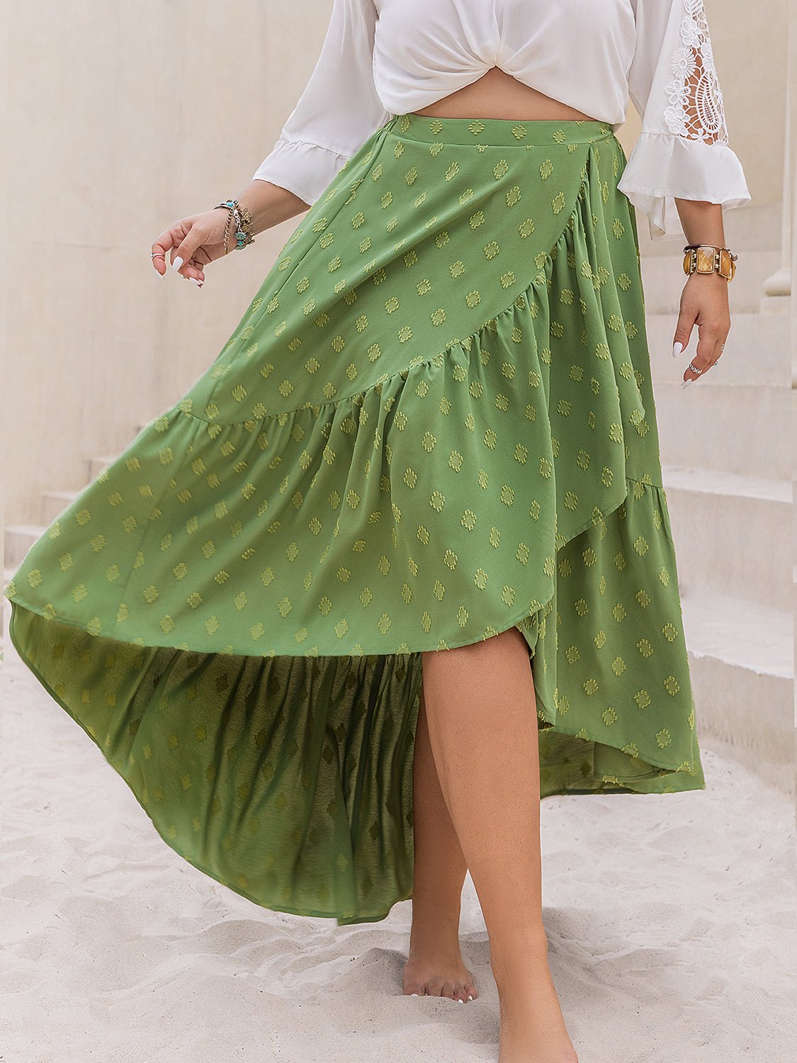 Plus Size High-Low Maxi Skirt in Matcha GreenMaxi SkirtBeach Rose Co.