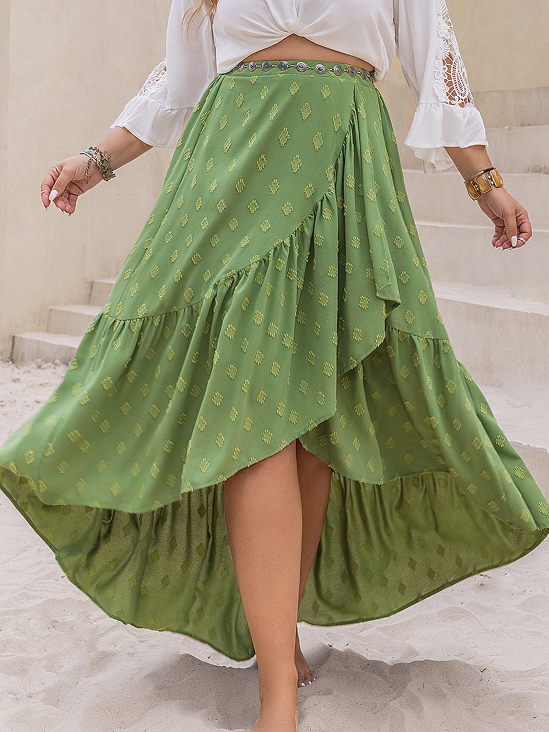 Plus Size High-Low Maxi Skirt in Matcha GreenMaxi SkirtBeach Rose Co.