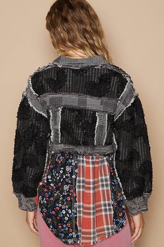 POL - Black Crocheted Patchwork Jacket