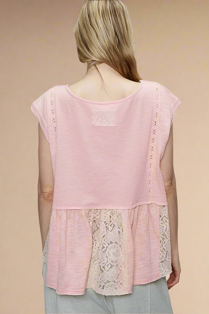 POL - Blush Pink Lace Panel Top