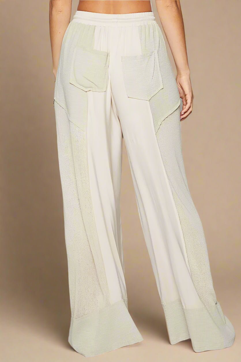 POL - Ivory Two - Tone Wide Leg Lounge Pants