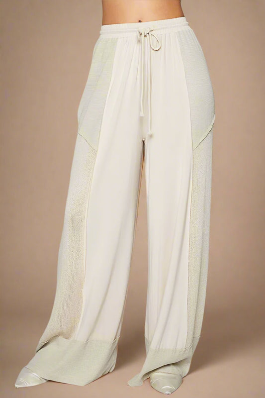 POL - Ivory Two - Tone Wide Leg Lounge Pants