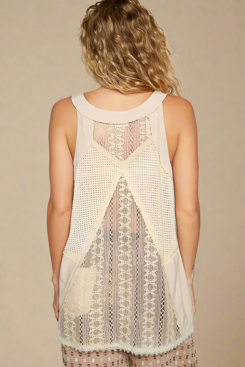 POL - Oat Lace - Up Crochet Tank