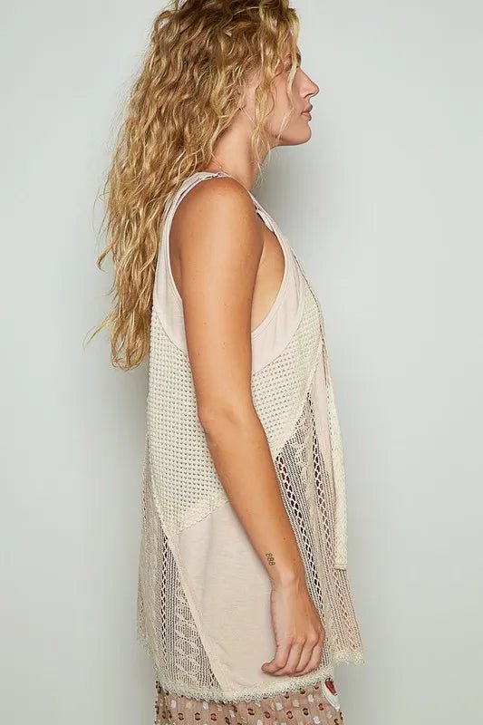 POL - Oat Lace - Up Crochet Tank