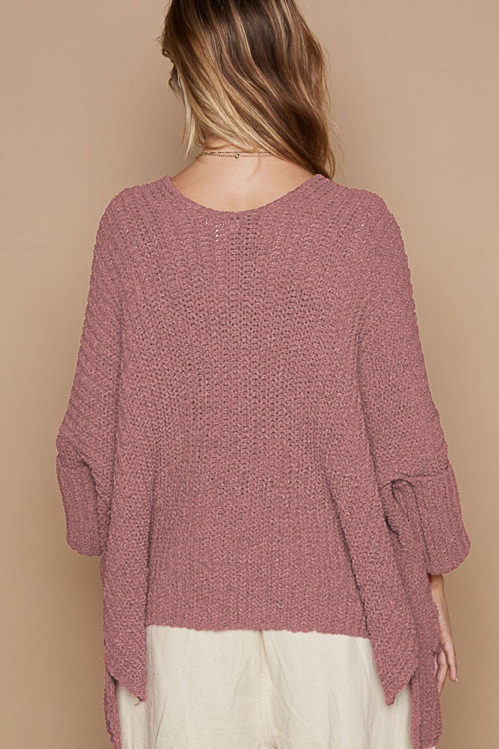 POL - Open Front Cardigan Sweater with Pockets in Mauve