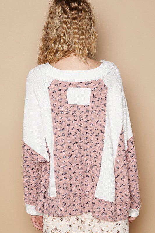 POL - White Floral Waffle Knit Top