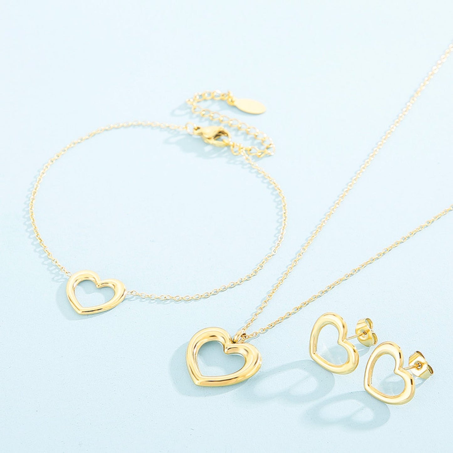 Beach Rose Co.Heart Pendant Necklace, Bracelet and Earrings Set