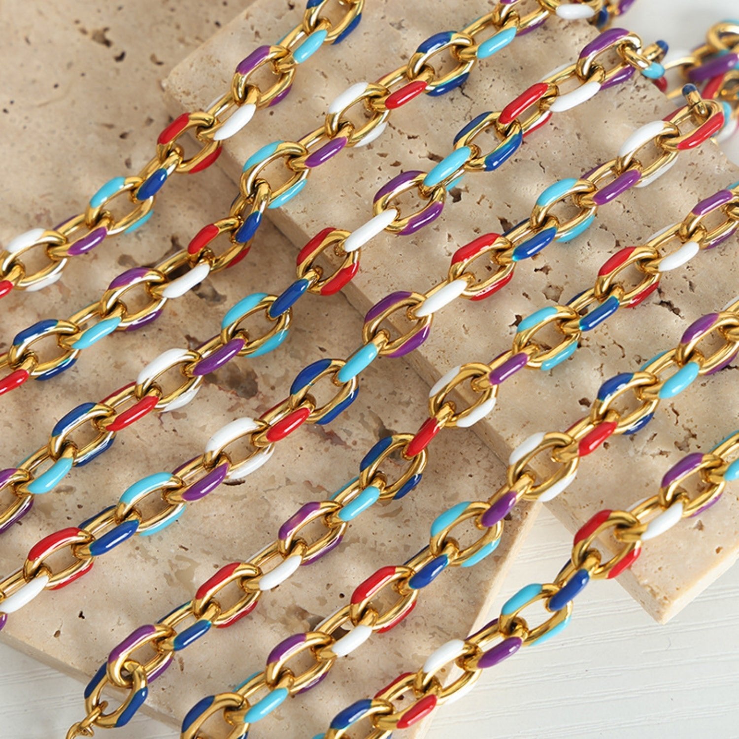 Beach Rose Co.Multicolor Enamel Chain Necklace