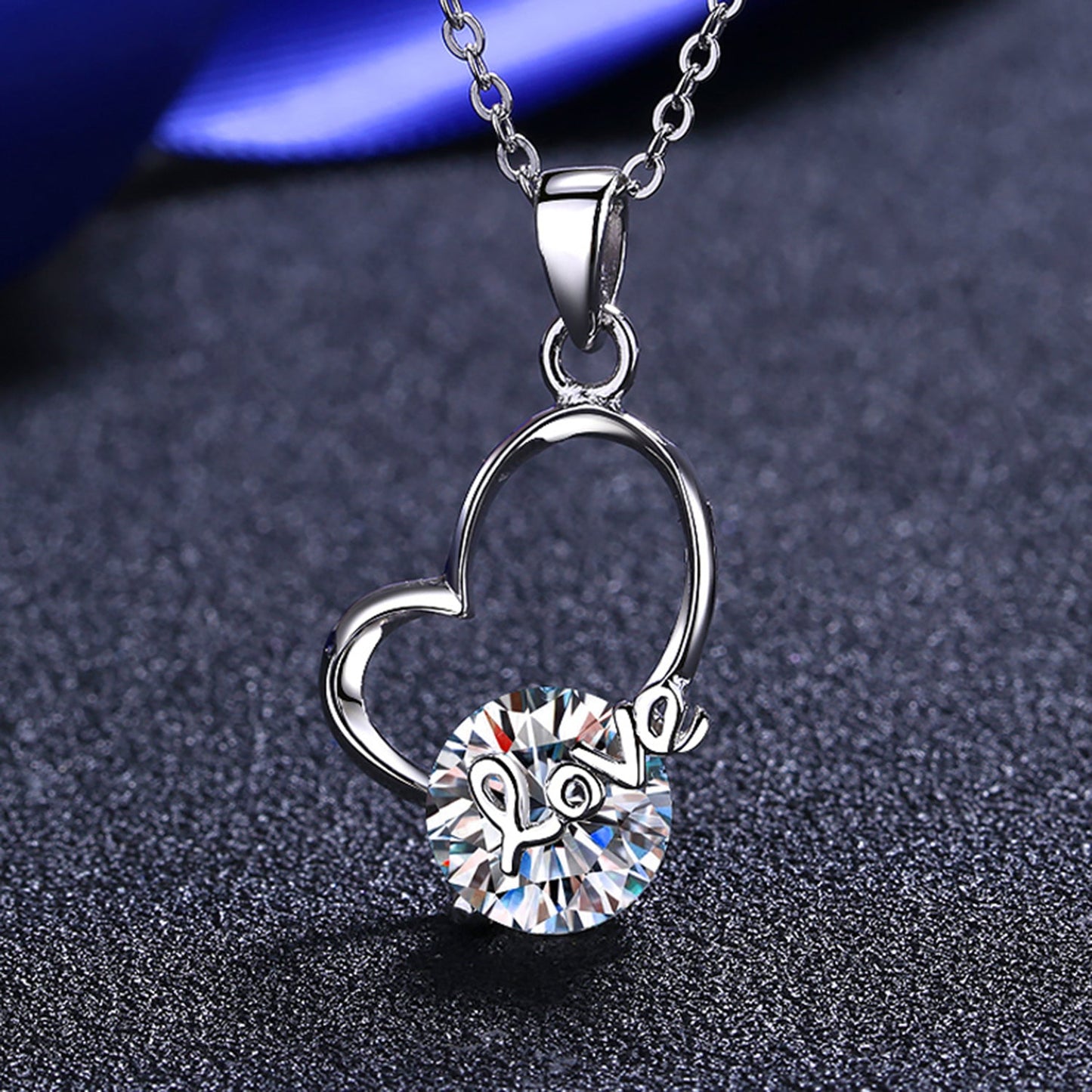 Beach Rose Co.Silver 2 Carat Moissanite Heart Necklace