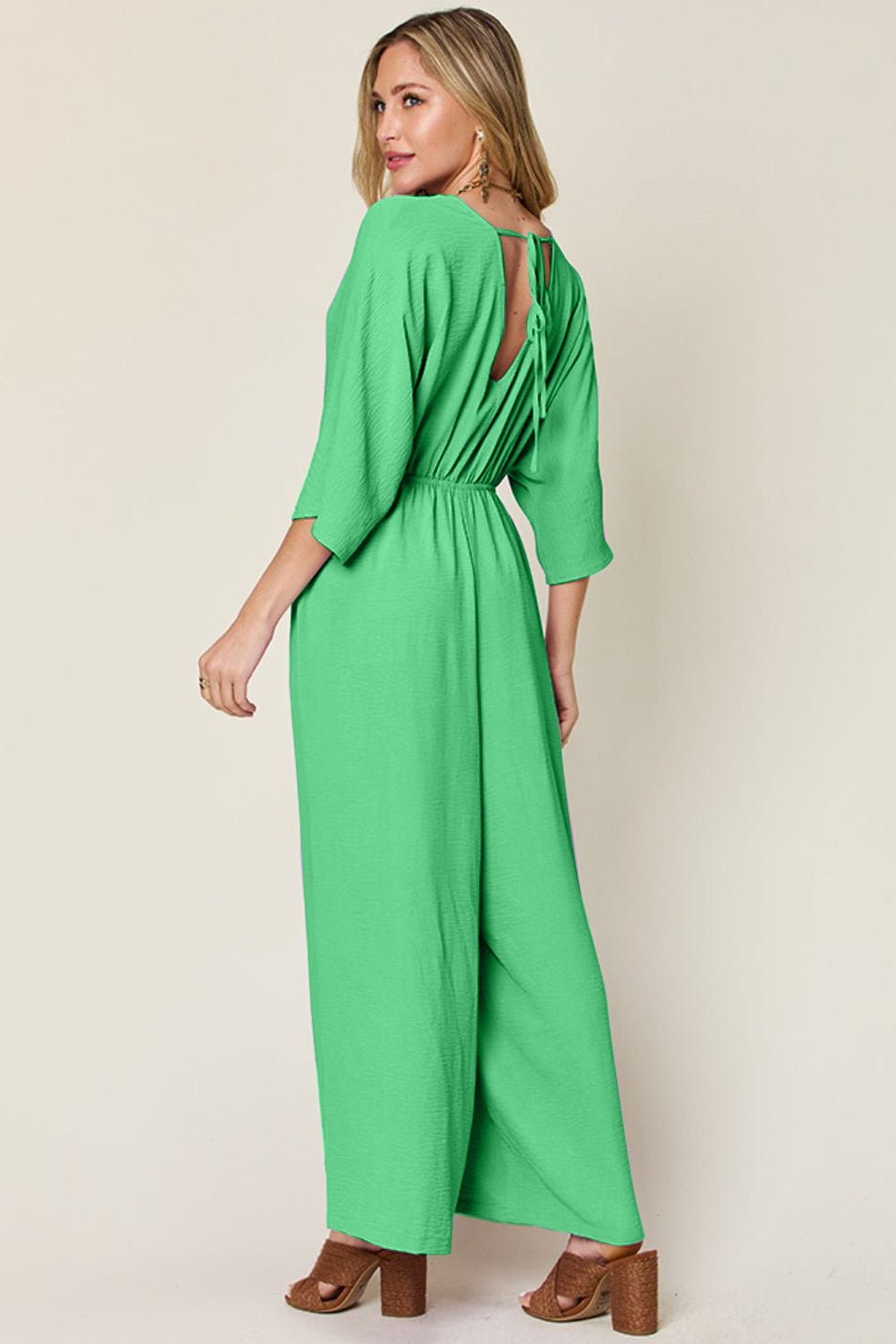 Double TakeHalf Sleeve Wide Leg Jumpsuit