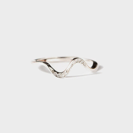 Beach Rose Co.Inlaid Zircon Wave Shape Ring