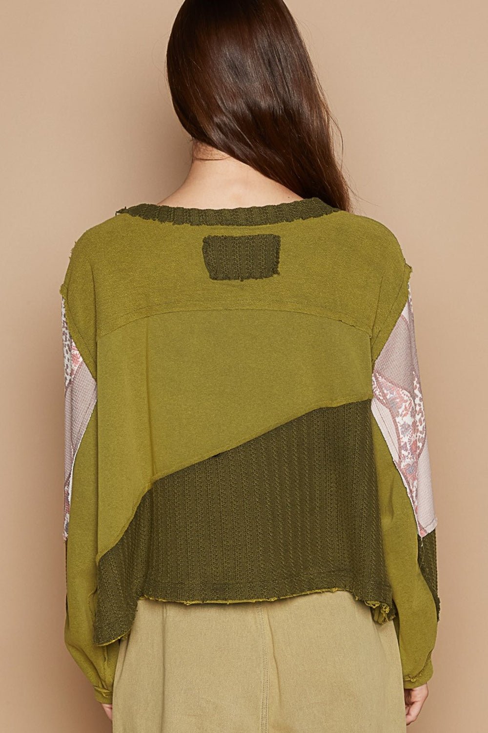 POLLong Sleeve Peace Sign Top in Greenery