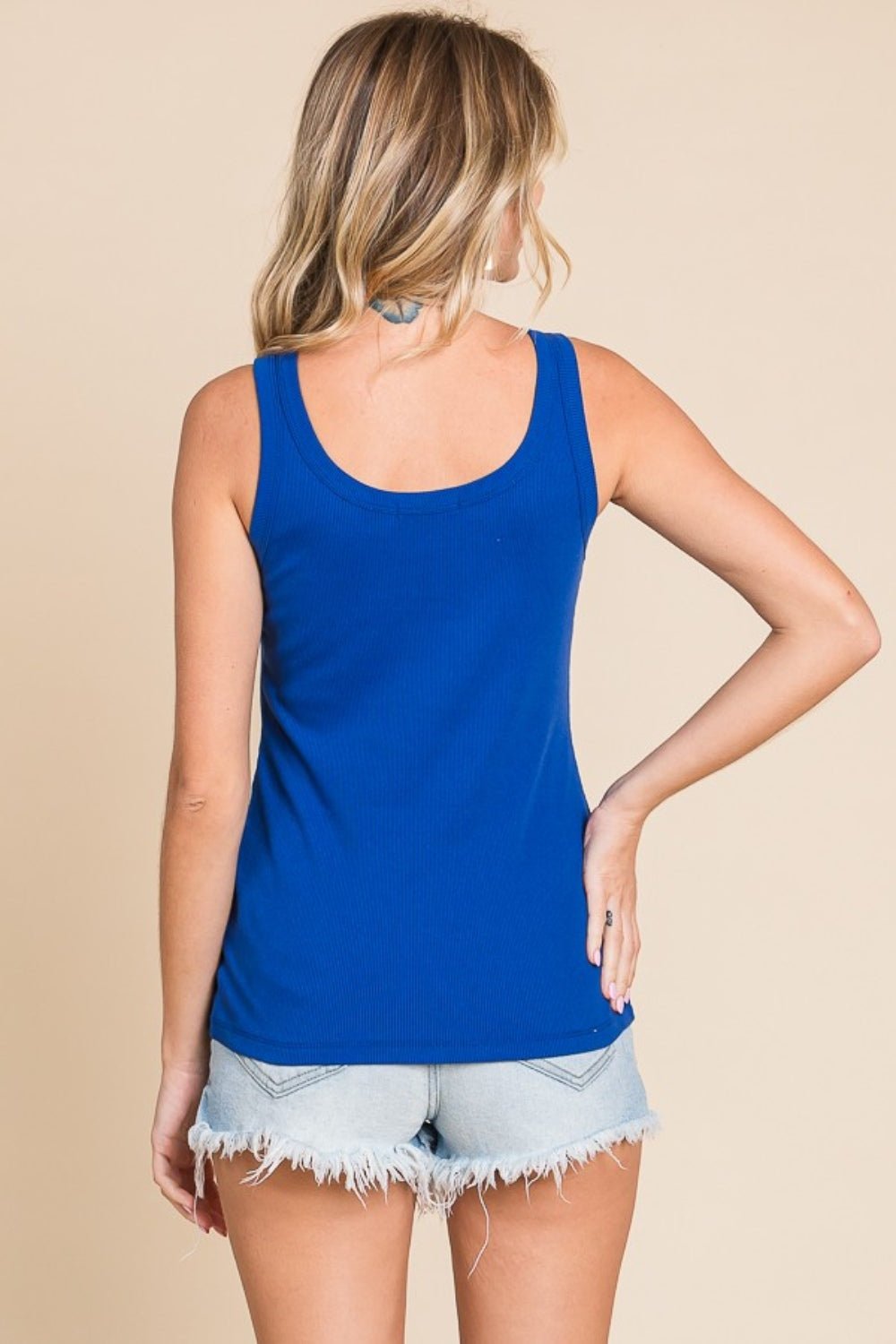 Culture CodeRib Knit Scoop Neck Tank in Royal Blue