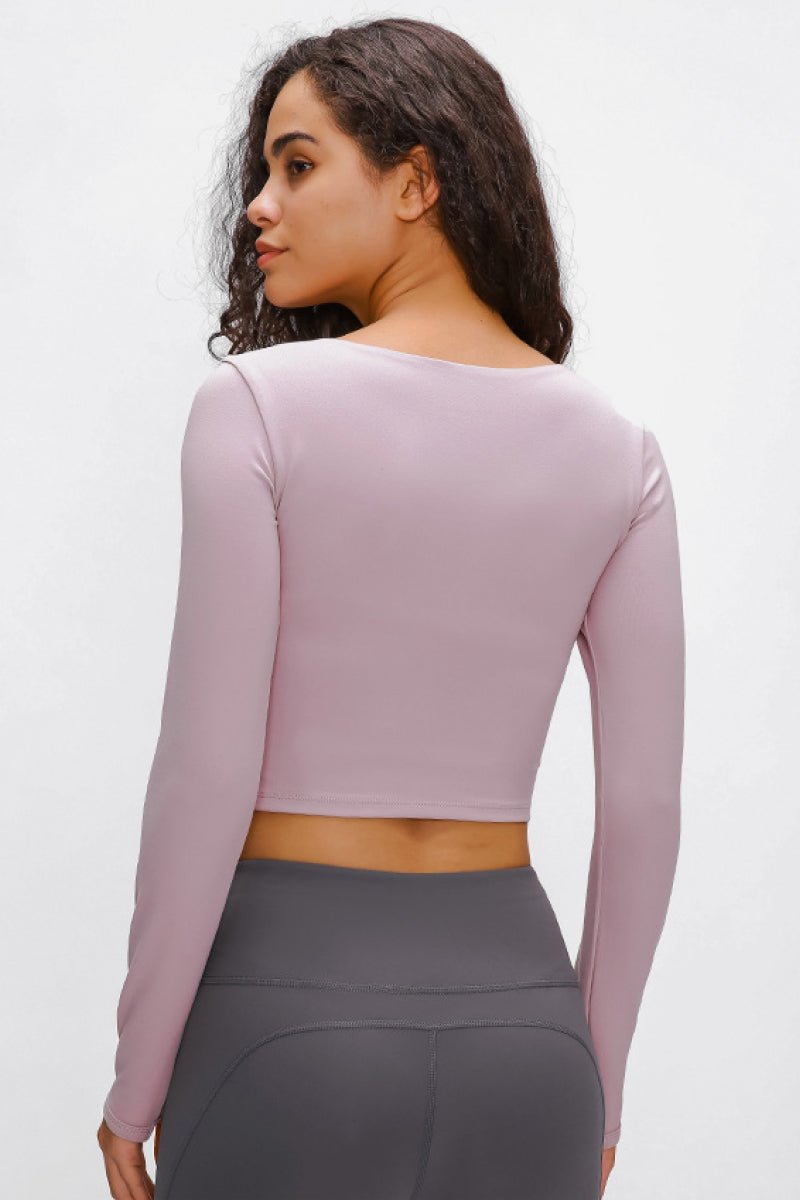 Beach Rose Co.Long Sleeve Thumb Loop Active Cropped Top