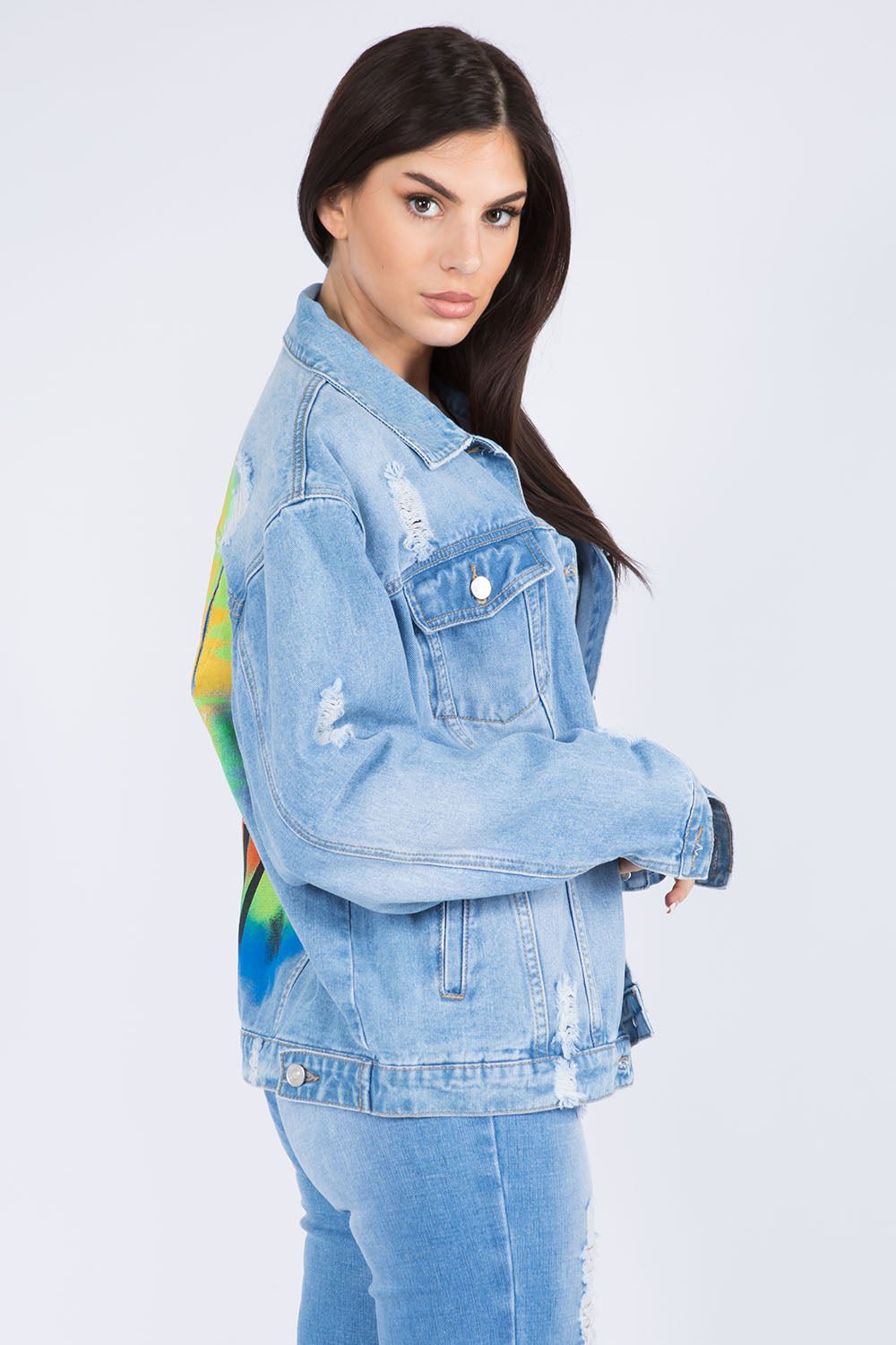 American BaziLos Angeles Distressed Denim Jacket