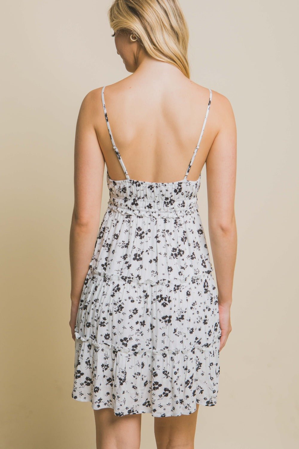 Love TreeFloral Tiered Cami Mini Dress in Ivory