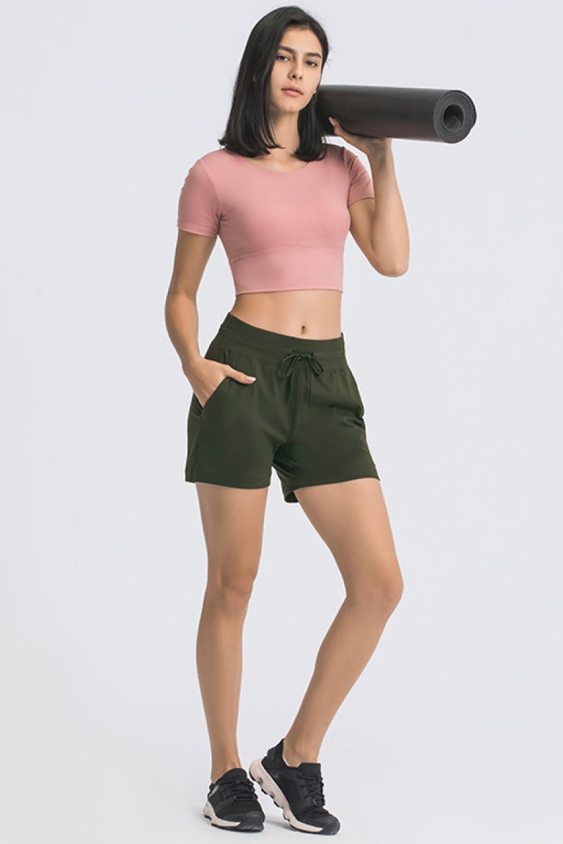 Beach Rose Co.Tie Waist Active Shorts