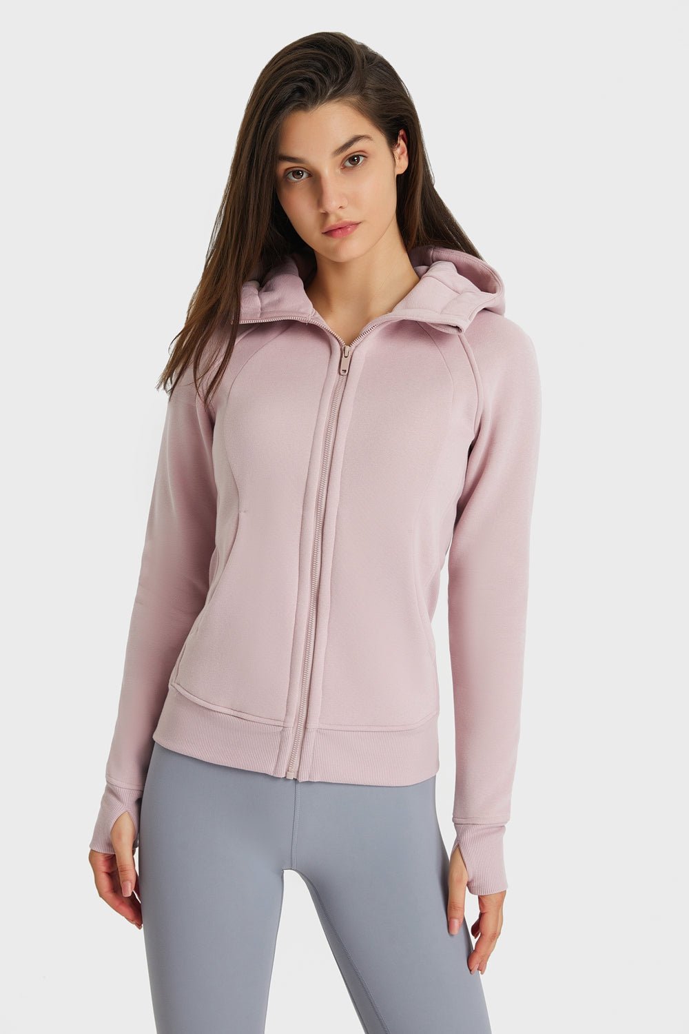 Beach Rose Co.Zip Up Seam Detail Hooded Sports Jacket