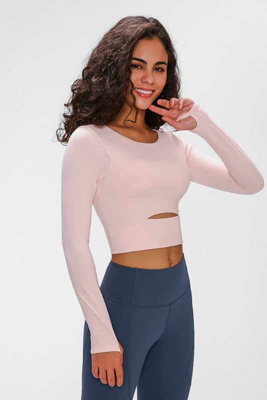 Beach Rose Co.Long Sleeve Thumb Loop Active Cropped Top