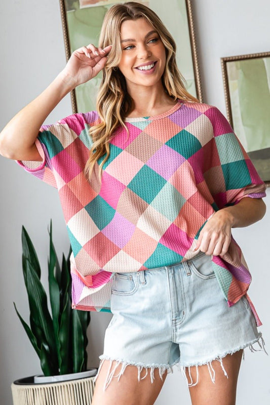 HOPELYMulti Colored Argyle Tunic T - Shirt