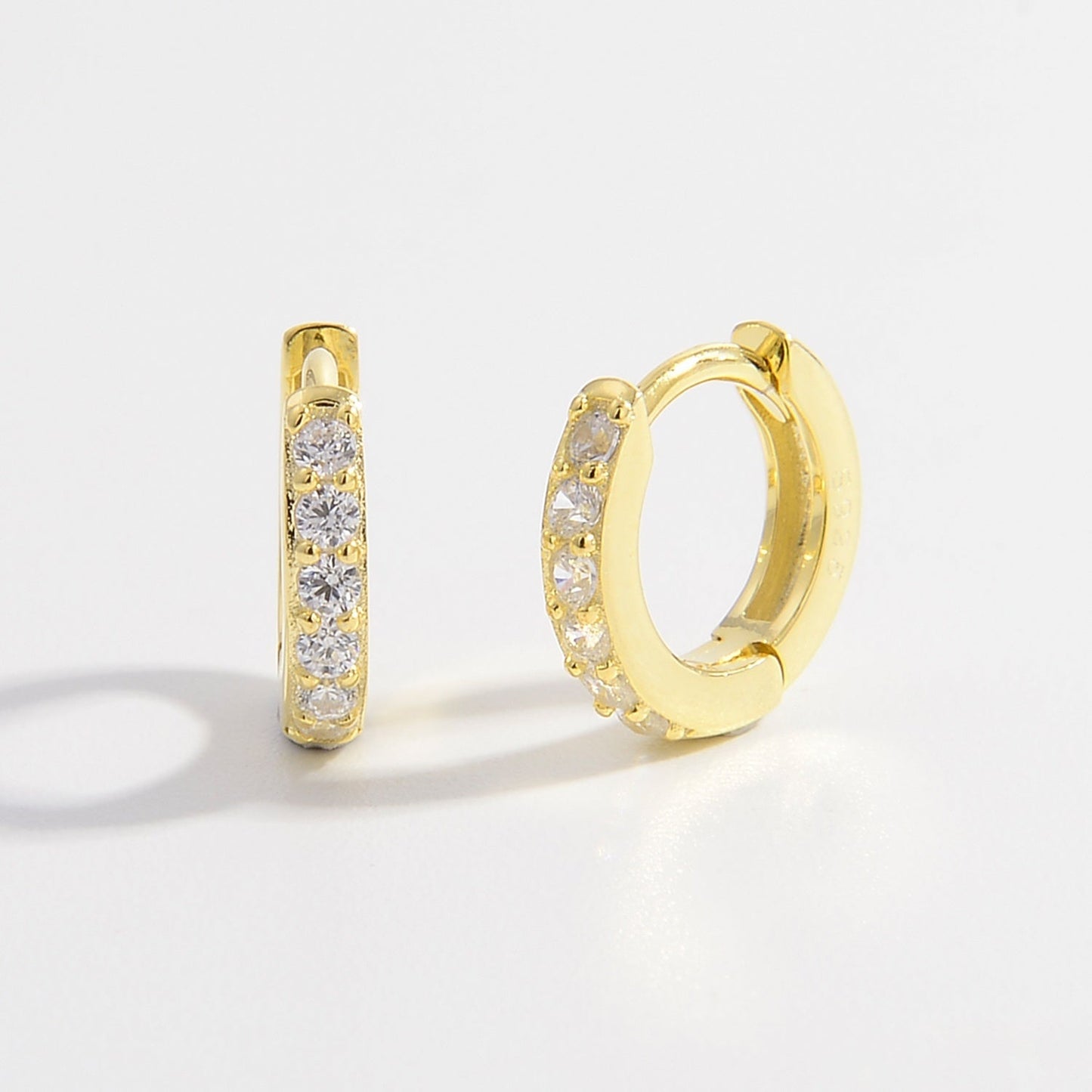 Beach Rose Co.Gold Inlaid Zircon Huggie Hoop Earrings