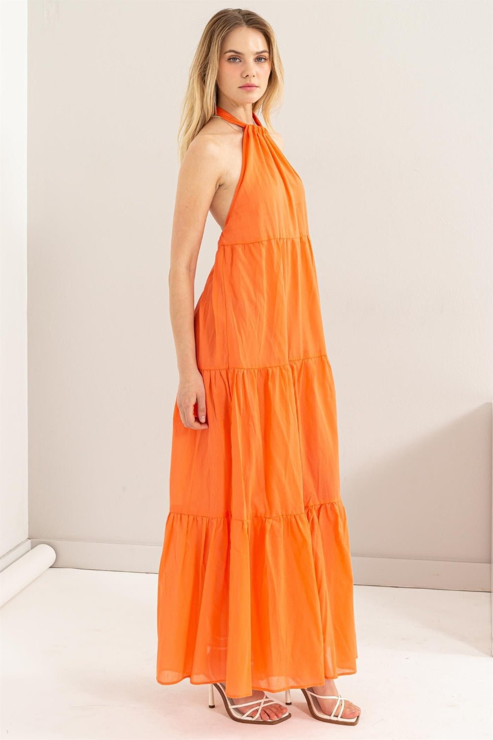 HYFVEHalter Neck Cover Up Maxi Dress in Orange