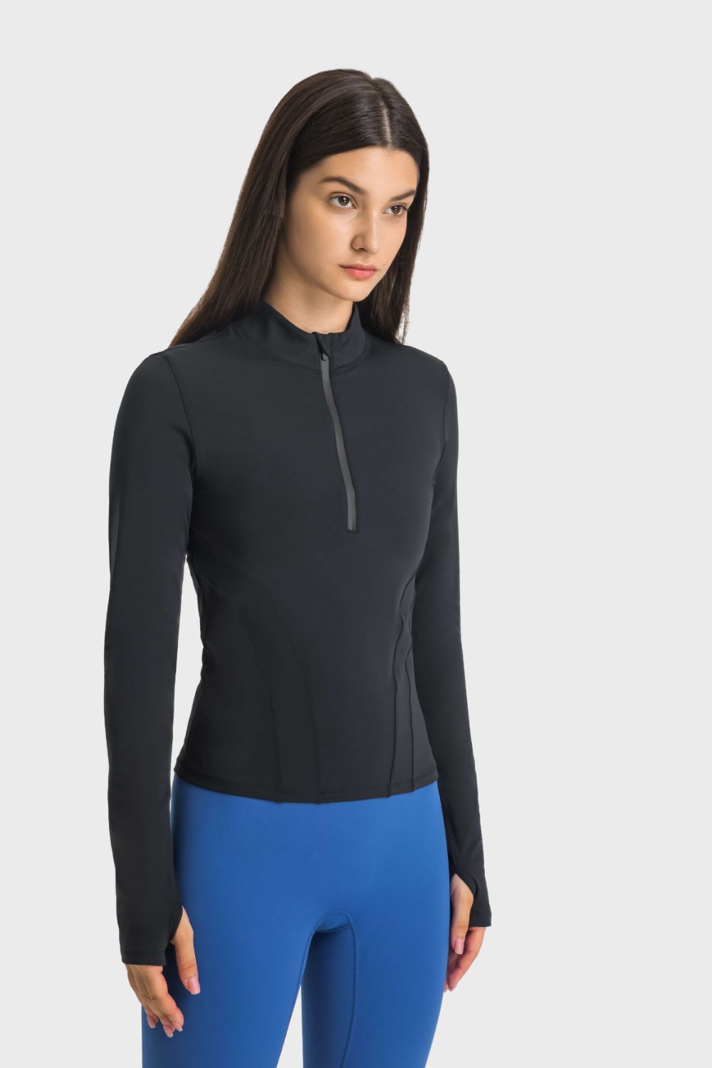 Beach Rose Co.Half Zip Thumbhole Sleeve Sports Top