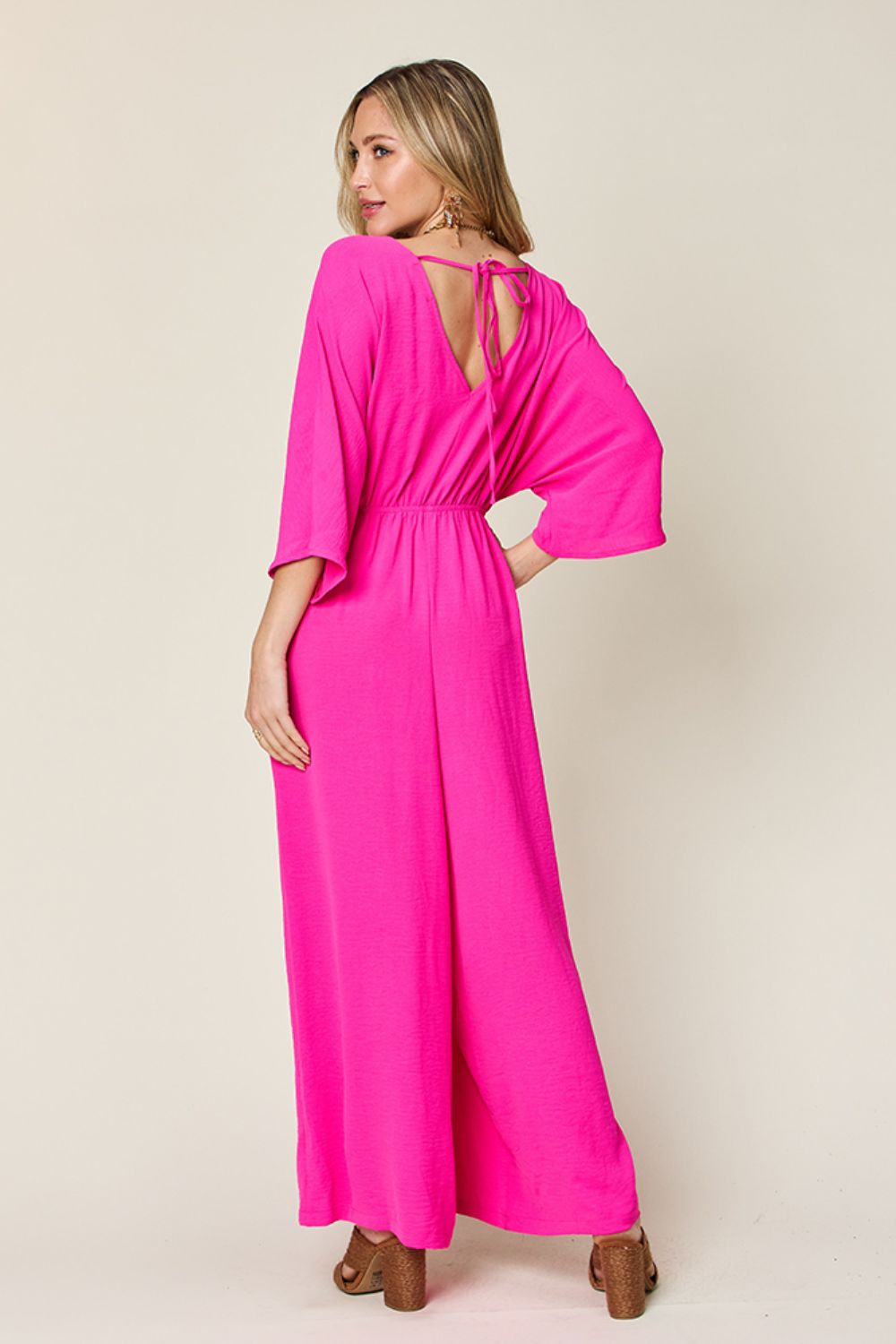 Double TakeHalf Sleeve Wide Leg Jumpsuit