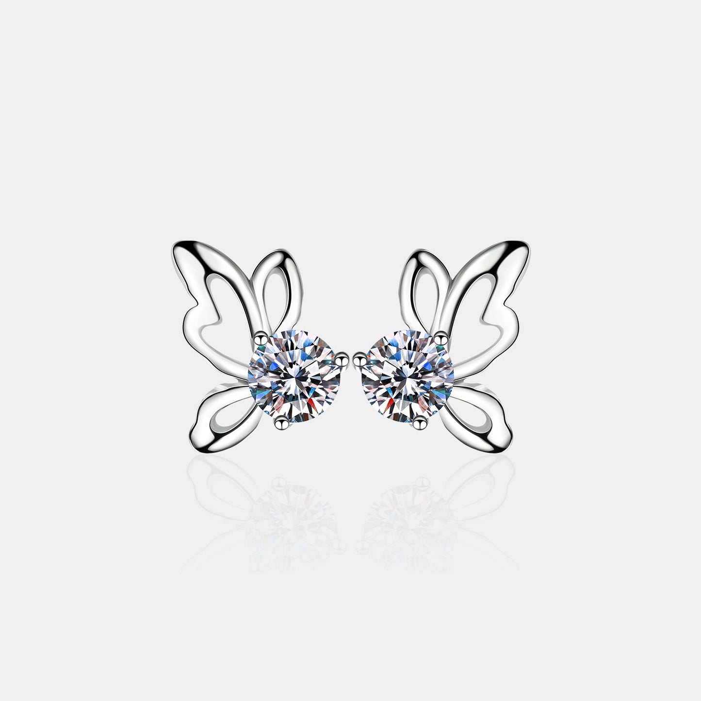 Beach Rose Co.Silver 1 Carat Moissanite Butterfly Shape Earrings