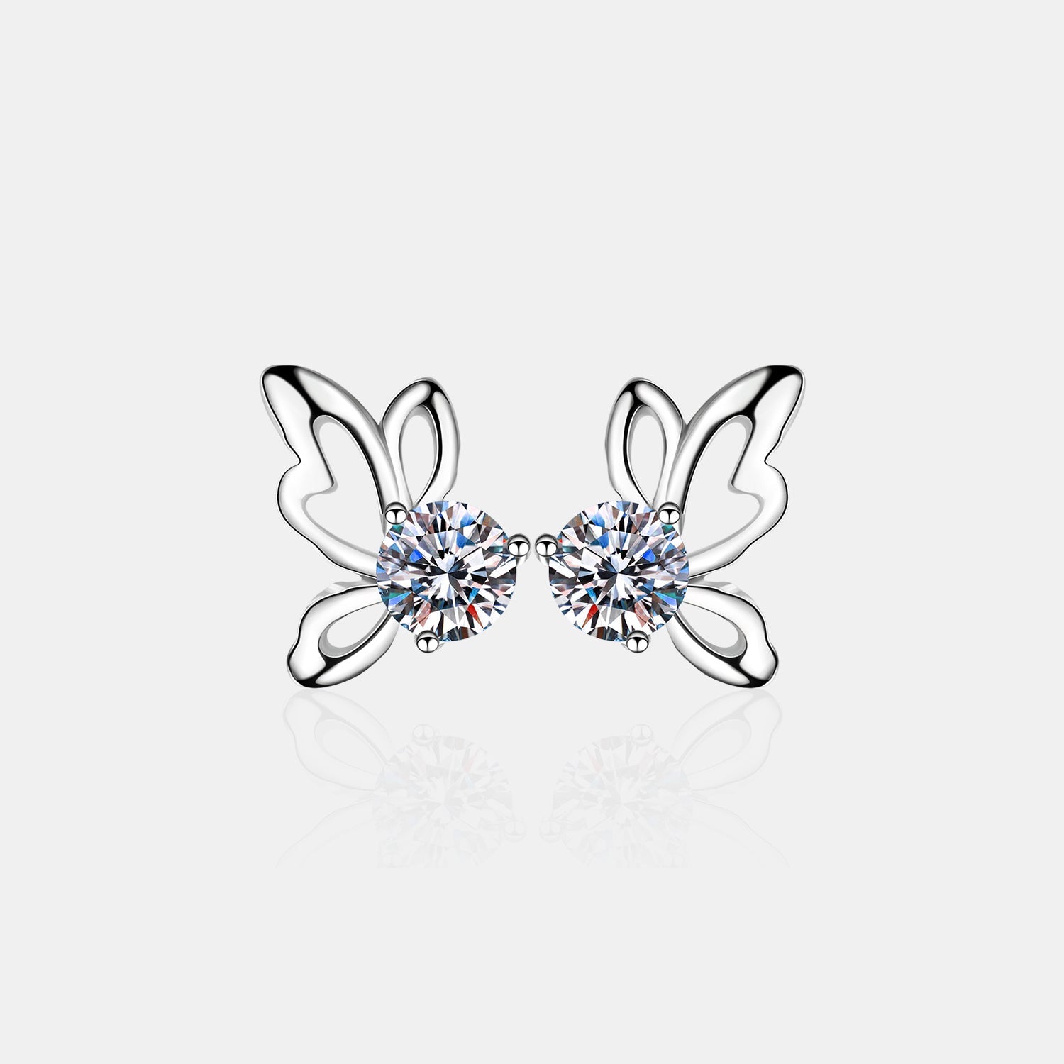 Beach Rose Co.Silver 1 Carat Moissanite Butterfly Shape Earrings