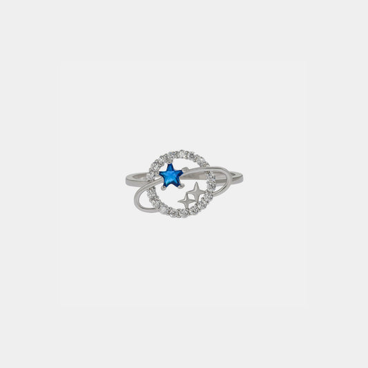 Beach Rose Co.Silver Planet & Stars Inlaid Zircon Ring