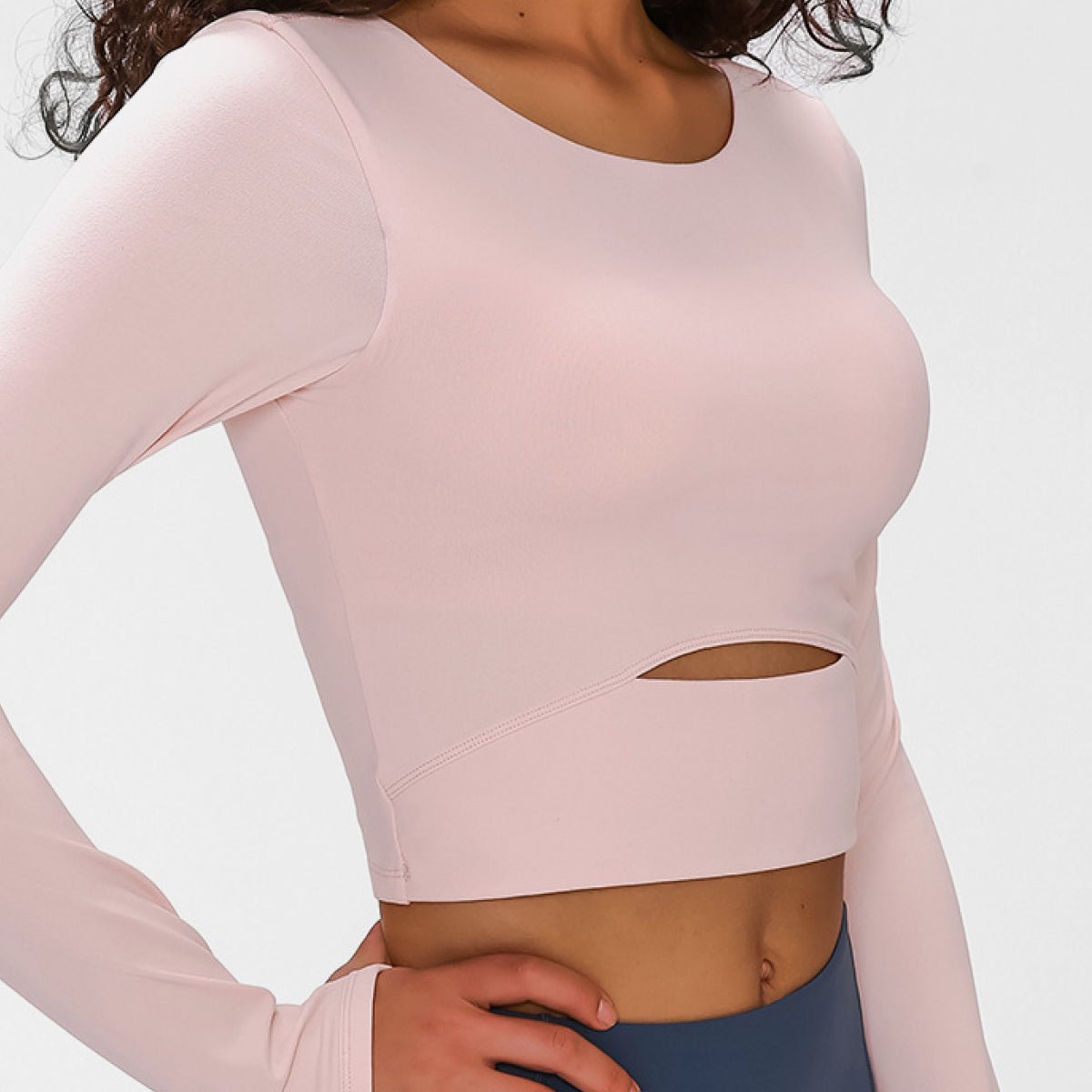 Beach Rose Co.Long Sleeve Thumb Loop Active Cropped Top