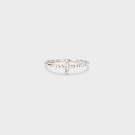 Beach Rose Co.Inlaid Zircon Cross Band Ring