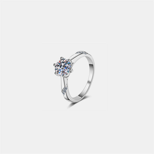 Beach Rose Co.Silver 1 Carat Moissanite Solitaire Ring