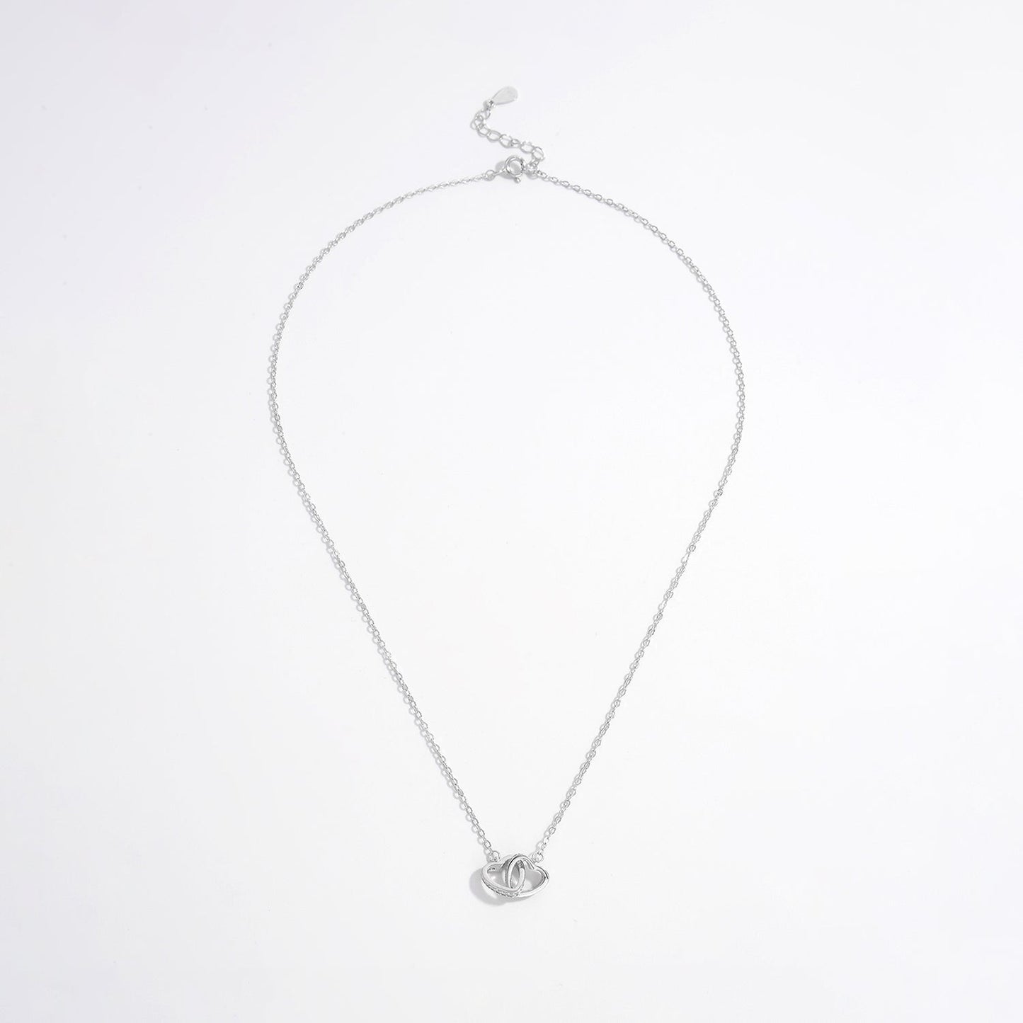 Beach Rose Co.Silver Inlaid Zircon Tangled Hearts Necklace