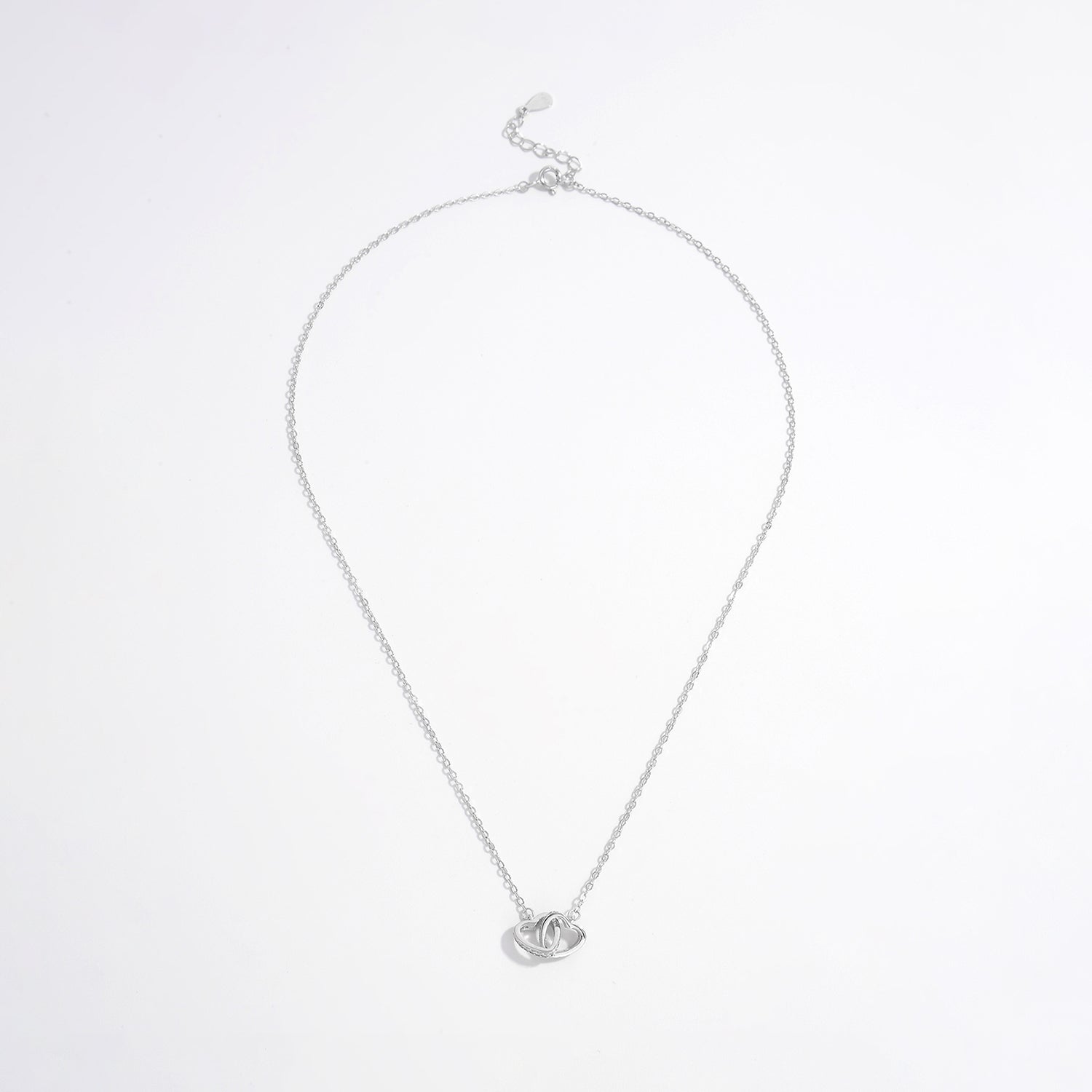 Beach Rose Co.Silver Inlaid Zircon Tangled Hearts Necklace