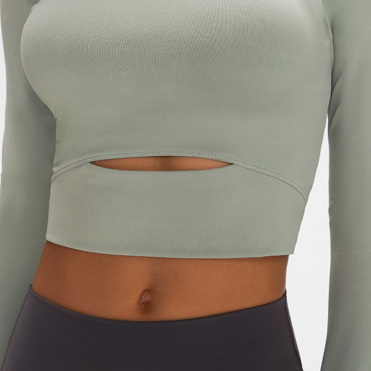 Beach Rose Co.Long Sleeve Thumb Loop Active Cropped Top