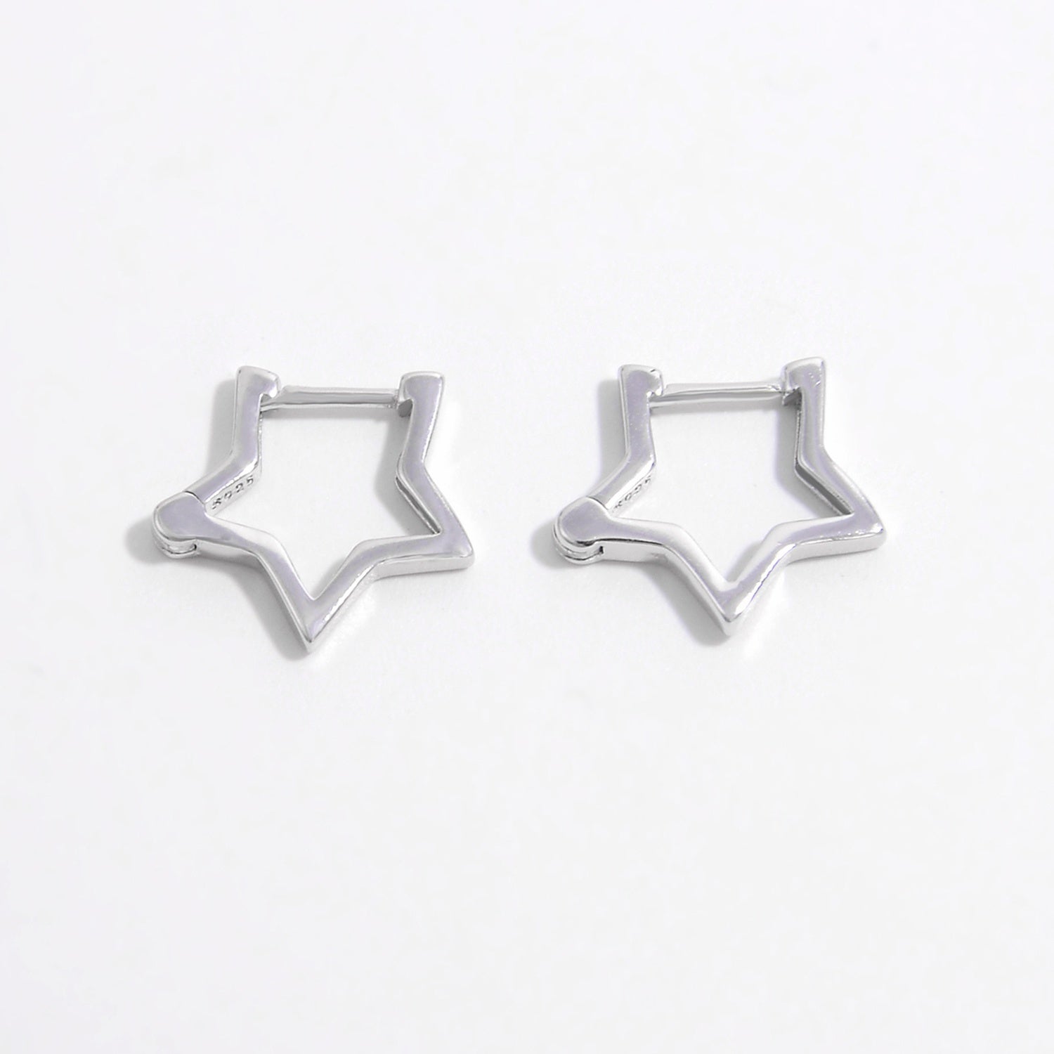 Beach Rose Co.Silver Inlaid Zircon Star Huggie Earrings