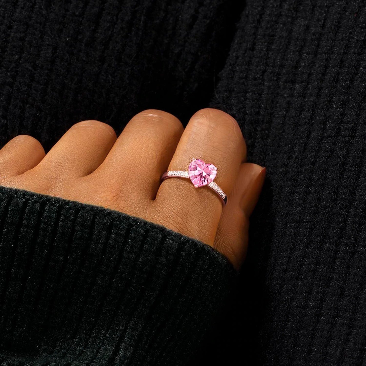 Beach Rose Co.Rose Gold Pink Zircon Heart Ring