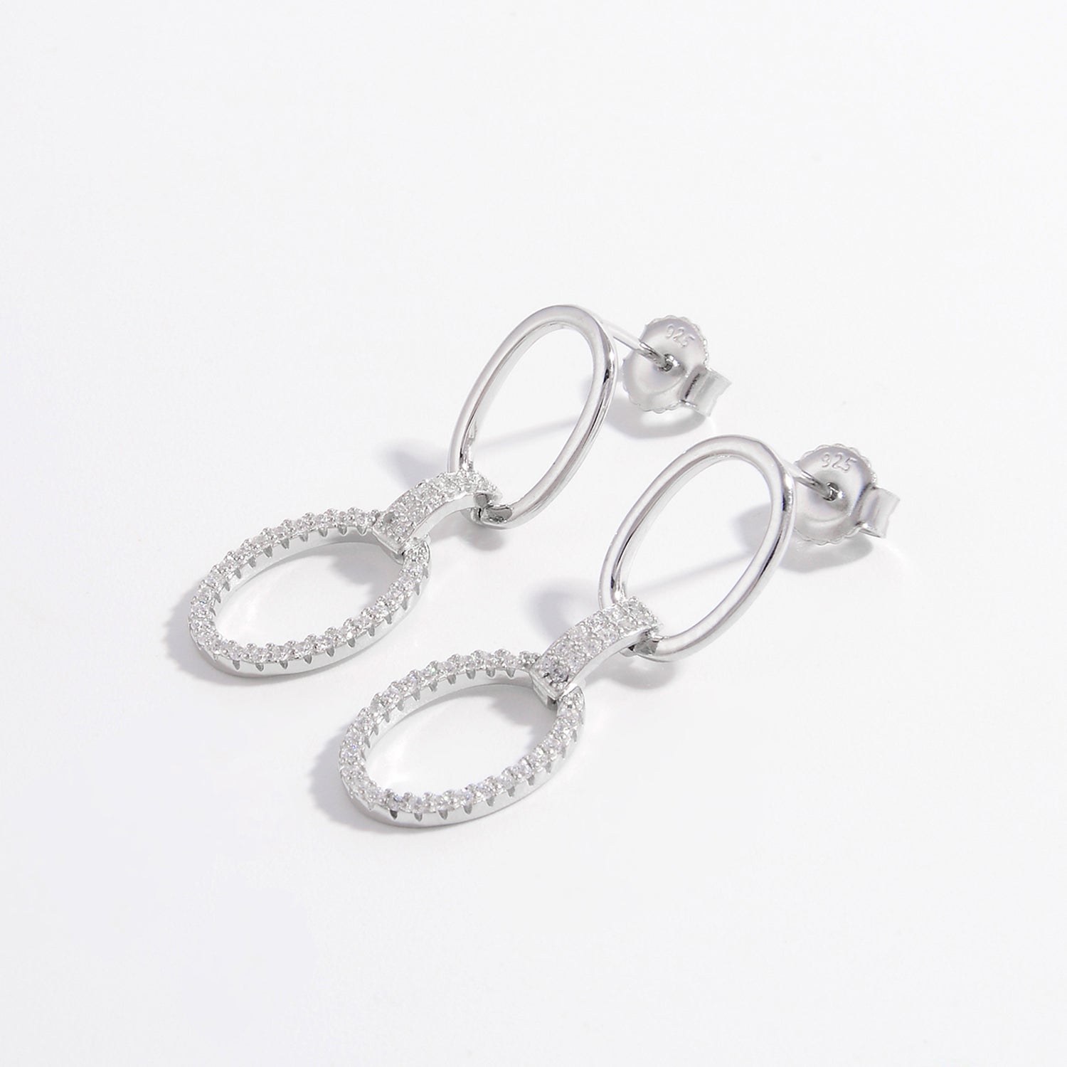 Beach Rose Co.Zircon Silver Double Hoop Dangle Earrings