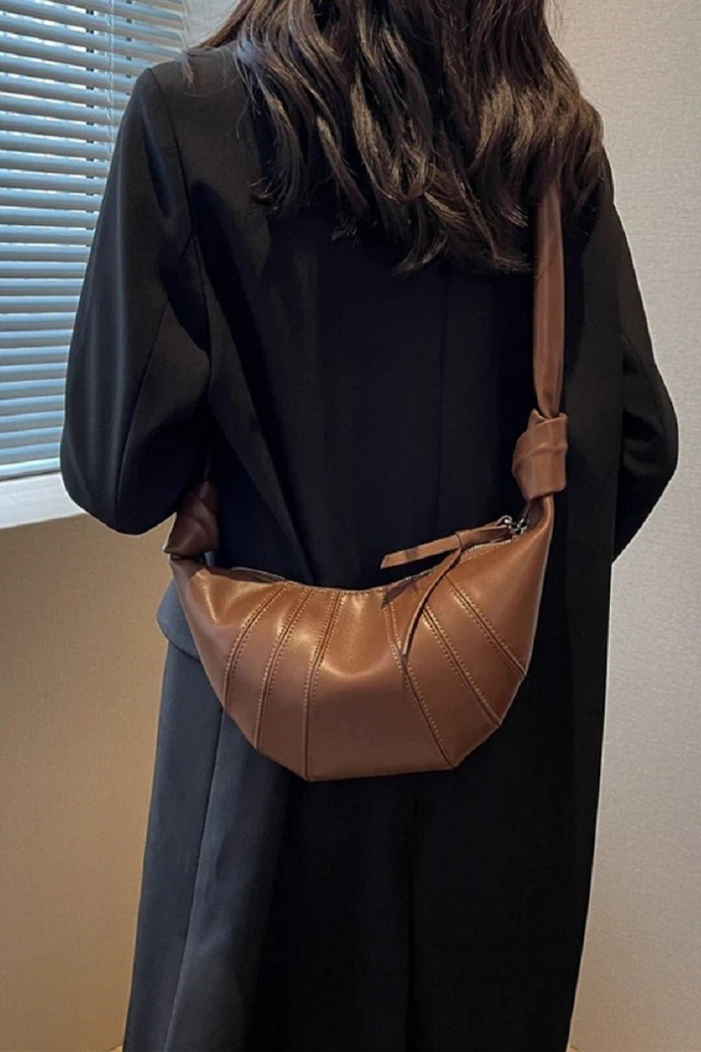 ZenanaVegan Leather Croissant Crossbody Bag