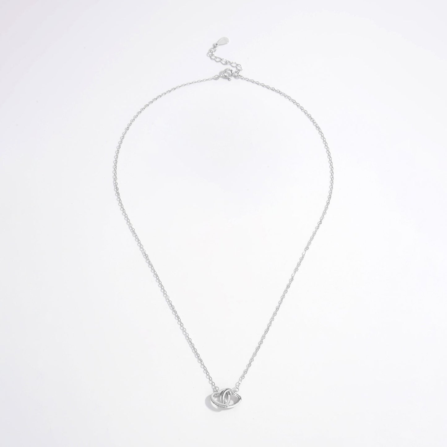 Beach Rose Co.Silver Inlaid Zircon Tangled Hearts Necklace