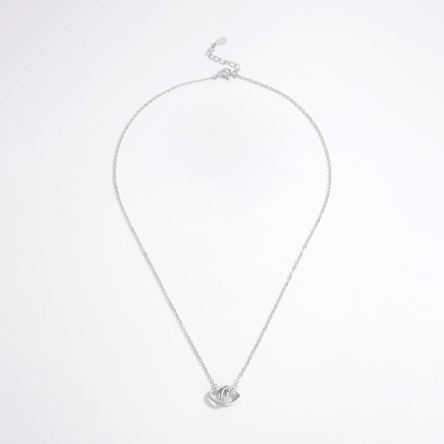 Beach Rose Co.Silver Inlaid Zircon Tangled Hearts Necklace