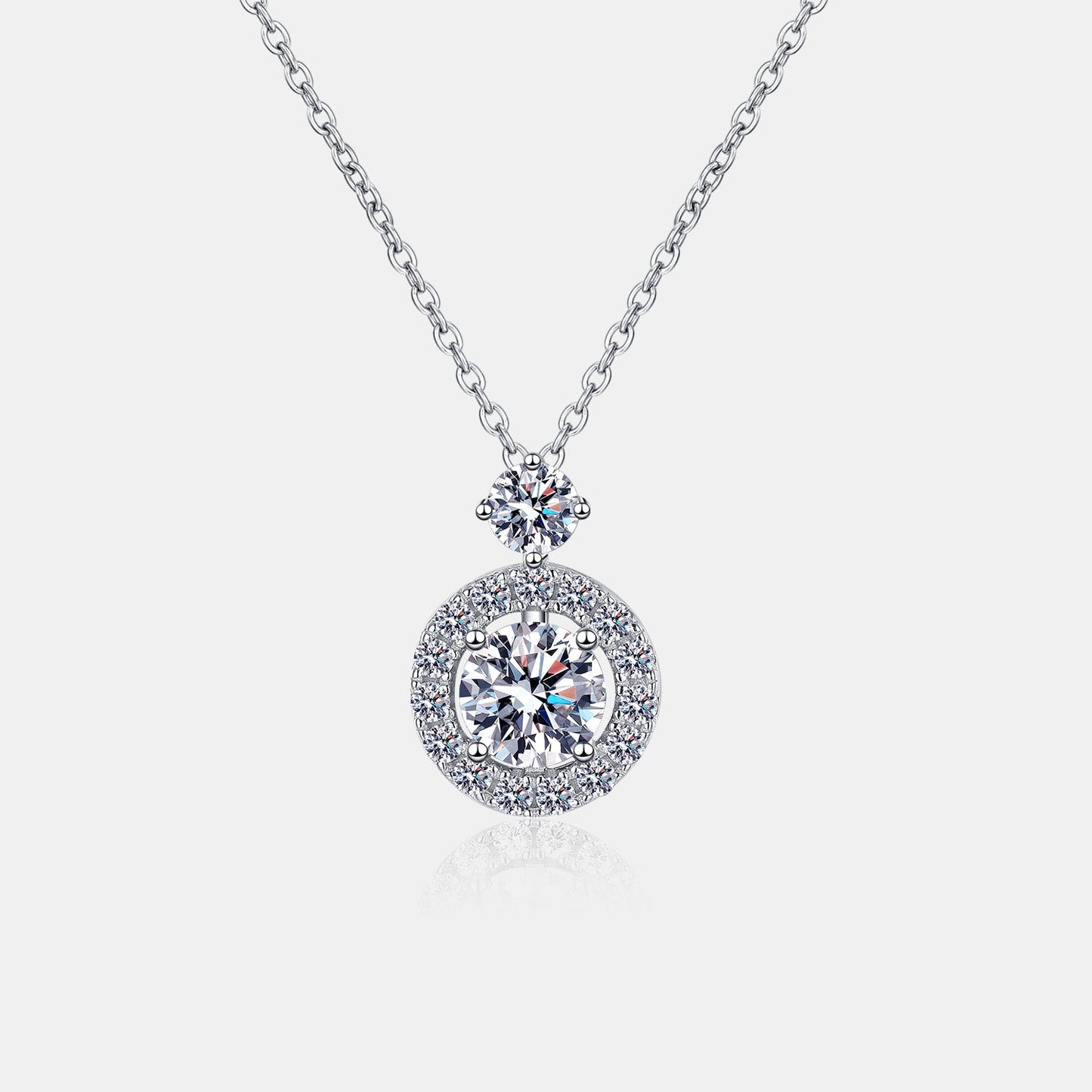 Beach Rose Co.Silver Round 1.3 Carat Moissanite Solitaire Pendant Necklace