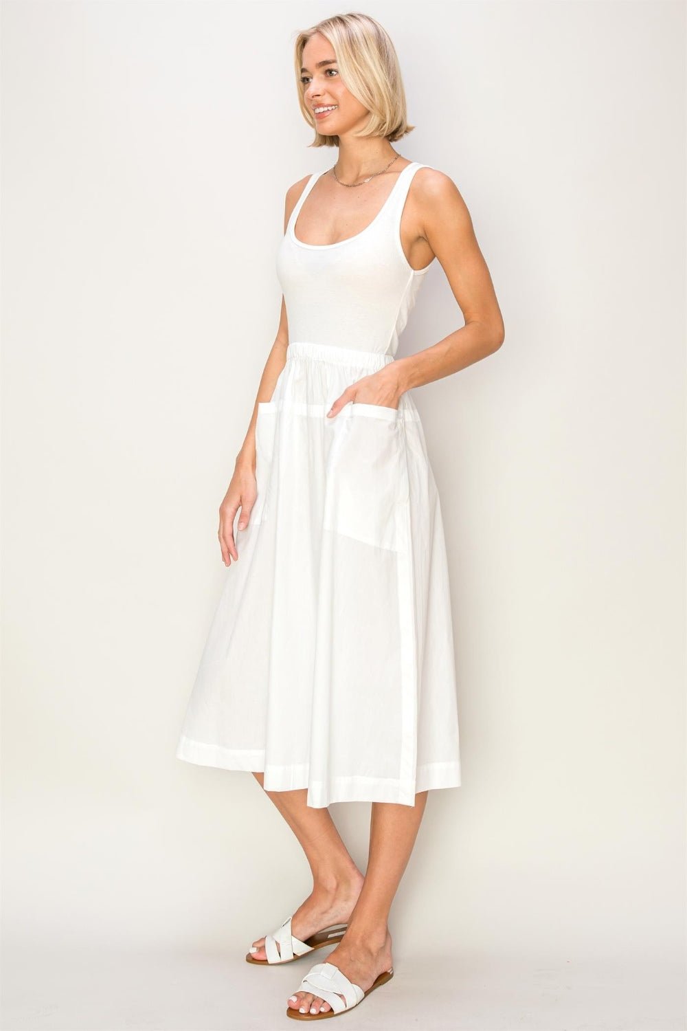 HYFVEMixed Media Midi Tank Dress in Off - White