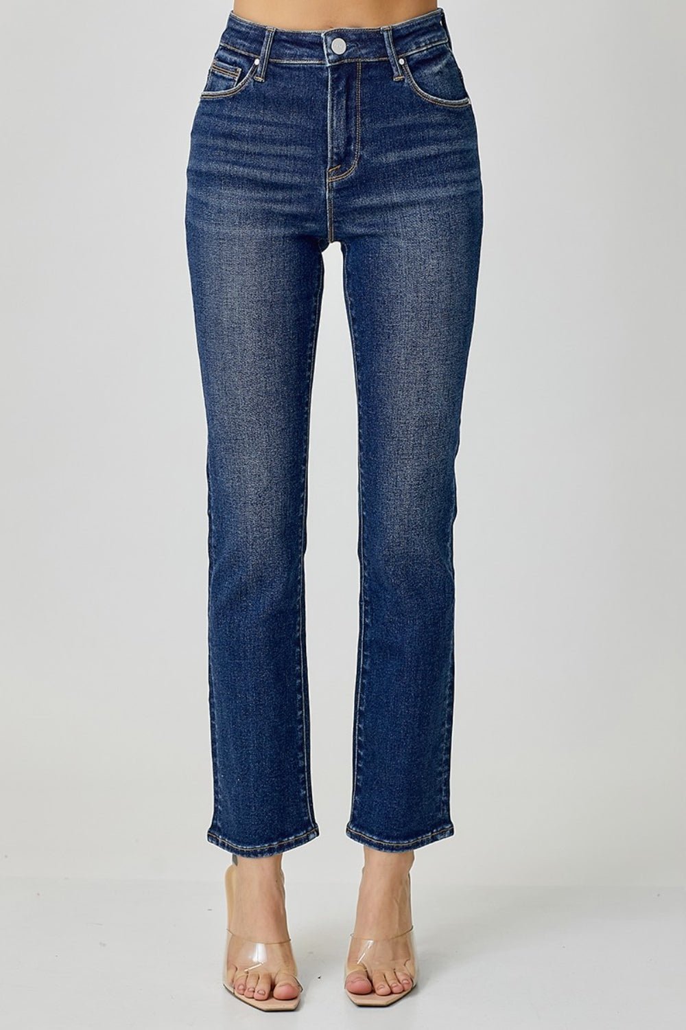 RISENDark Wash High Waist Straight Leg Jeans